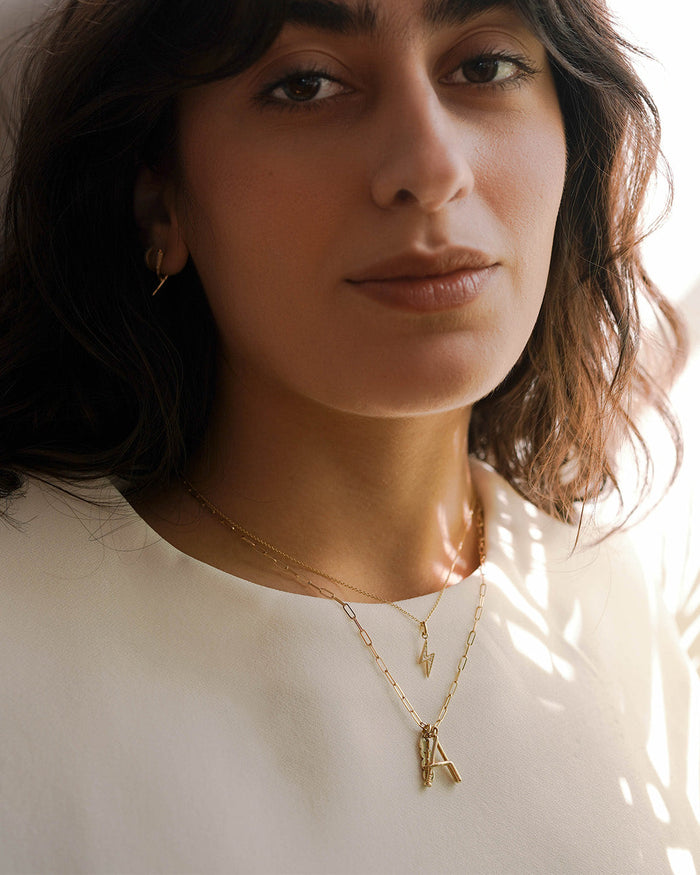 14K Gold Diamond Lightning Bolt Necklace, photo 6