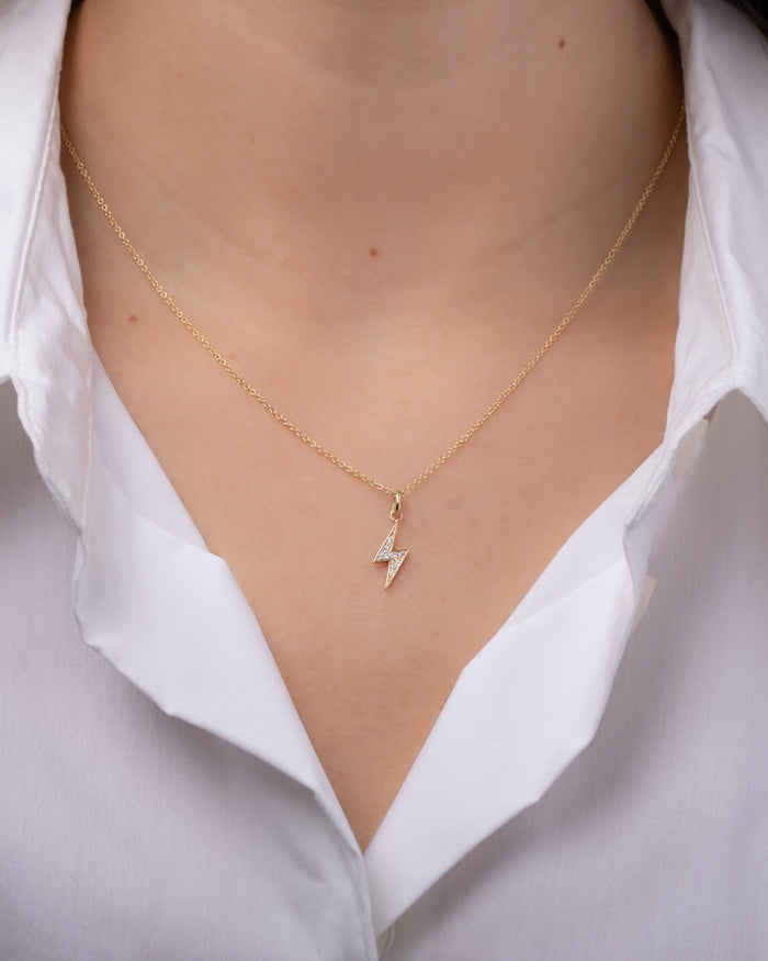 14K Gold Diamond Lightning Bolt Necklace, photo 7