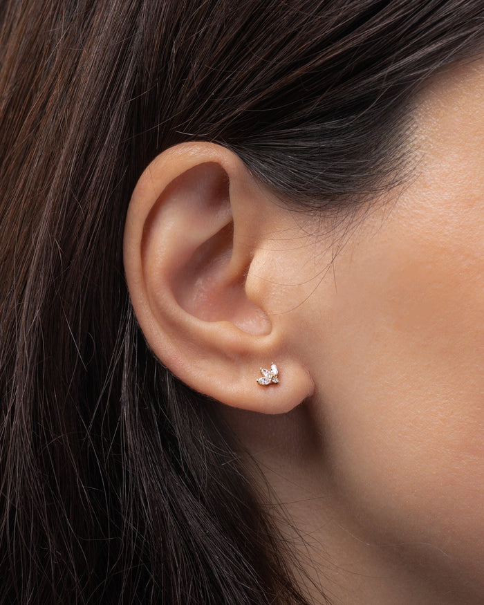 Diamond Lotus Stud Earrings, photo 3