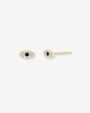 Aretes de botón de ojo turco mini con diamantes en oro de 14K, foto 1