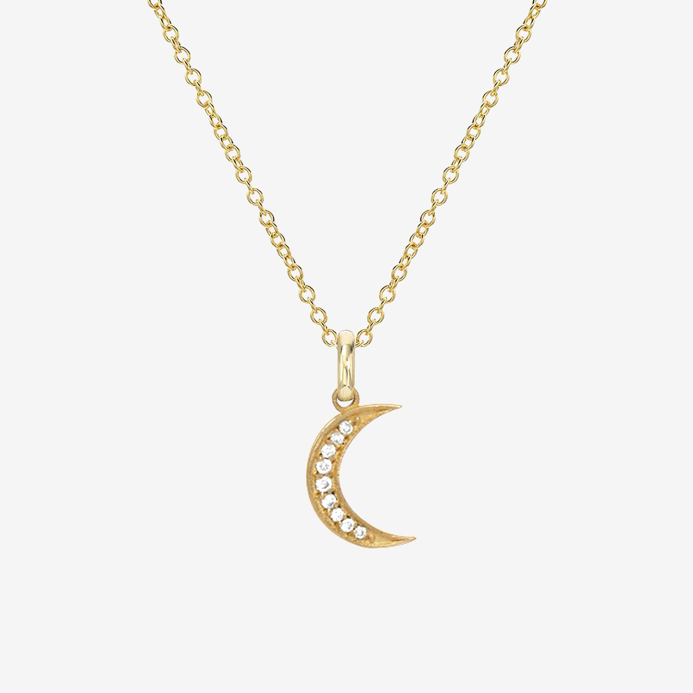 14K Gold Diamond Moon Necklace, photo 1