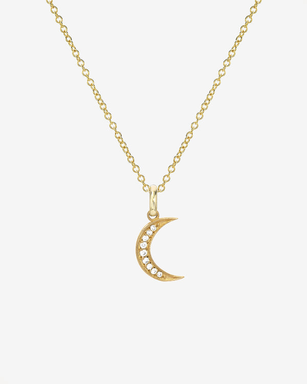 14K Gold Diamond Moon Necklace, photo 1