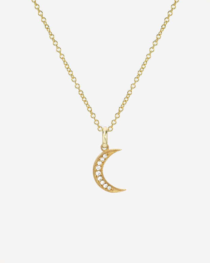 14K Gold Diamond Moon Necklace, photo 1