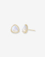 14K Gold Diamond Moonstone Free Form Stud Earrings, photo 1