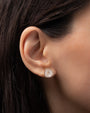 14K Gold Diamond Moonstone Free Form Stud Earrings, photo 2