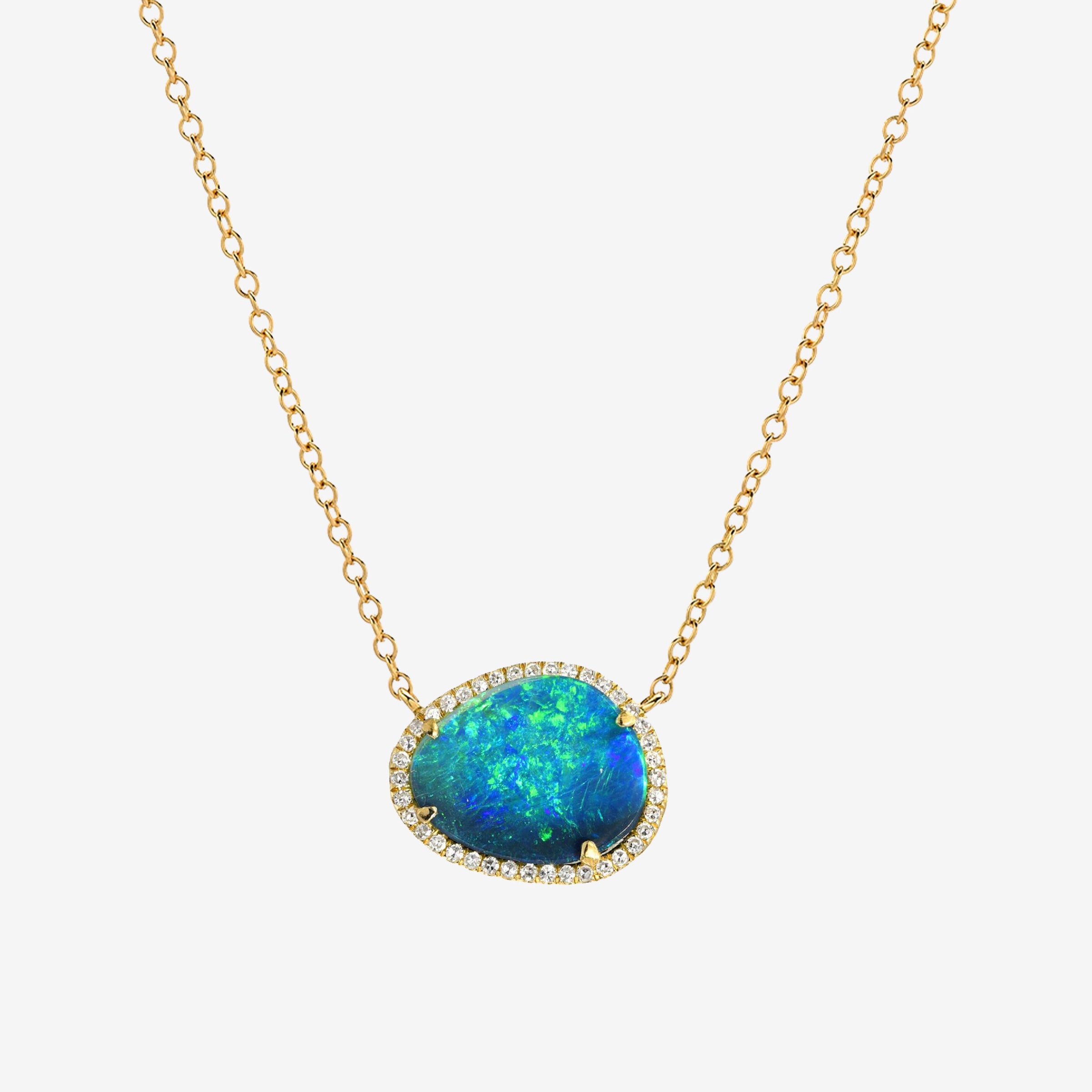 Collar de ópalo y diamantes en oro de 14K, foto 1