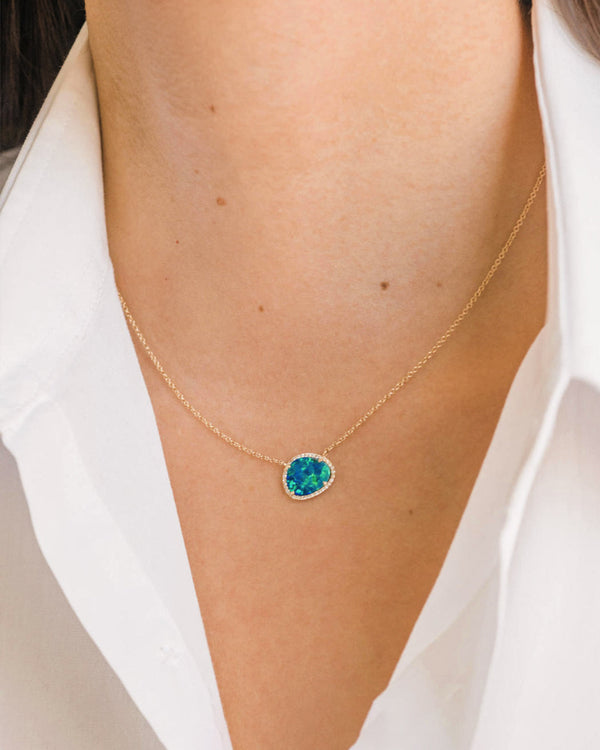 Collar de ópalo y diamantes en oro de 14K, foto 2