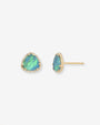 Aretes de botón de ópalo y diamantes en oro de 14K, foto 1