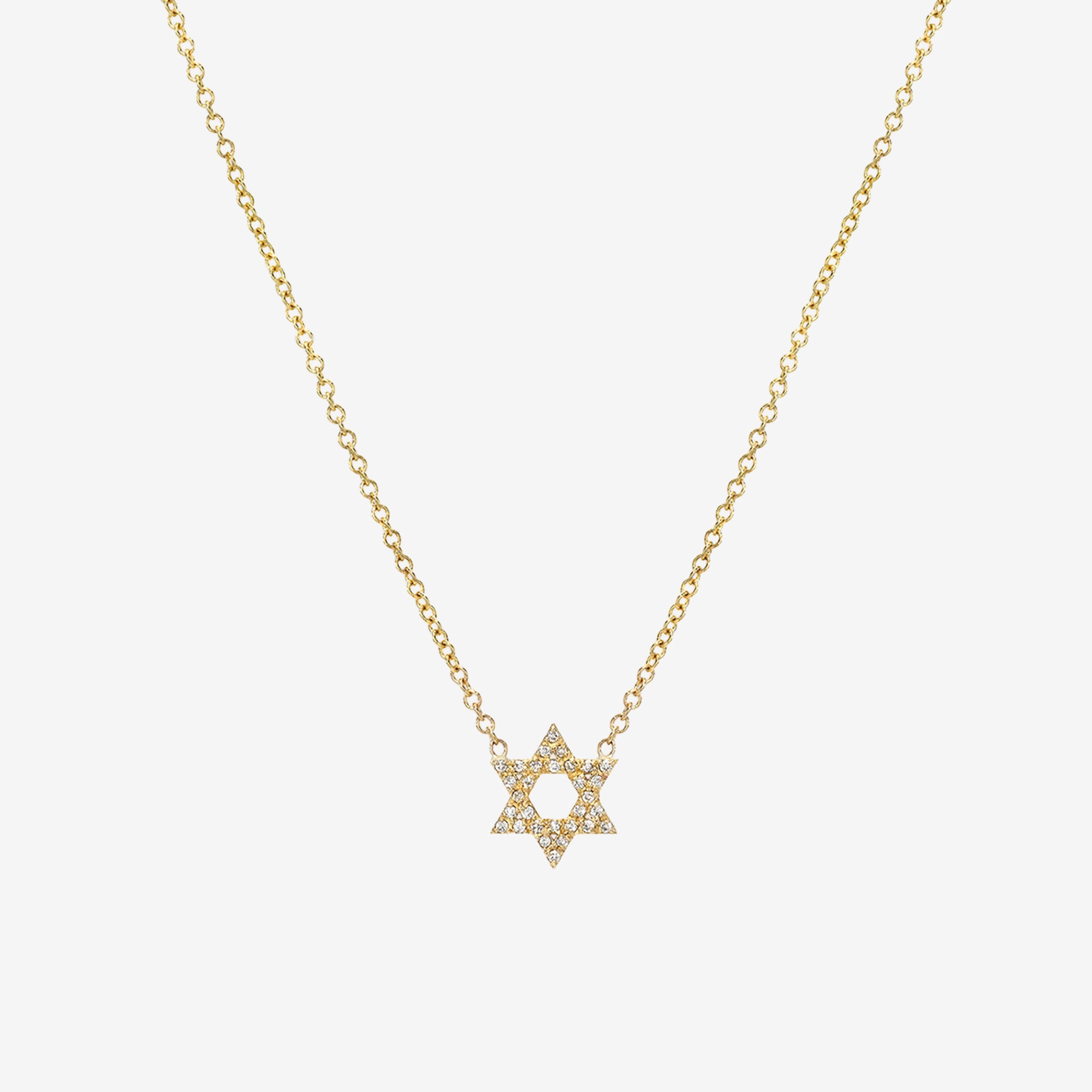Collar de estrella de David abierta con diamantes en oro de 14K, foto 1