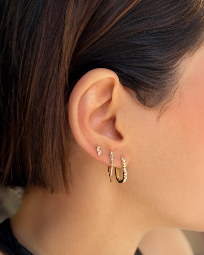 14K Gold Diamond Oval Hoop Earrings, photo 6