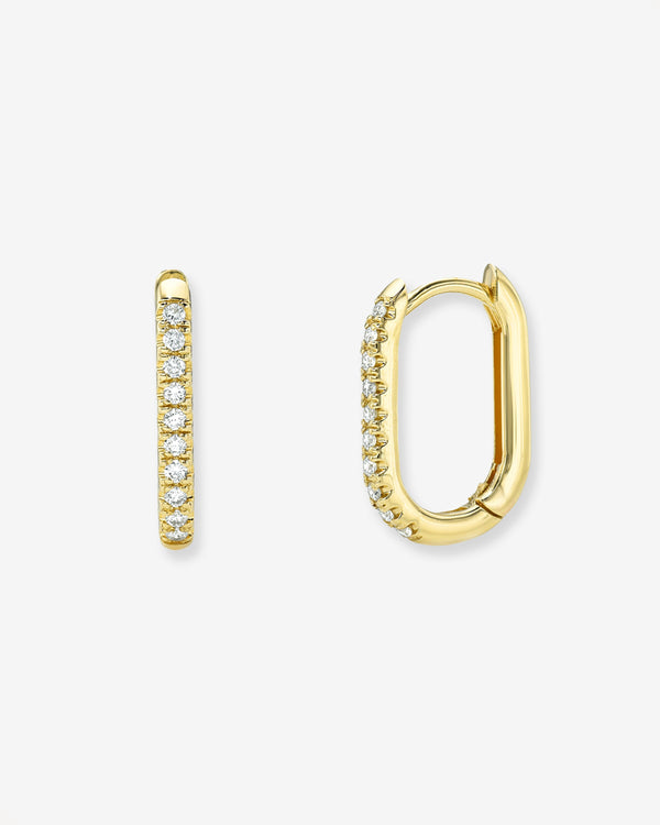 14K Gold Diamond Oval Hoop Earrings, photo 1