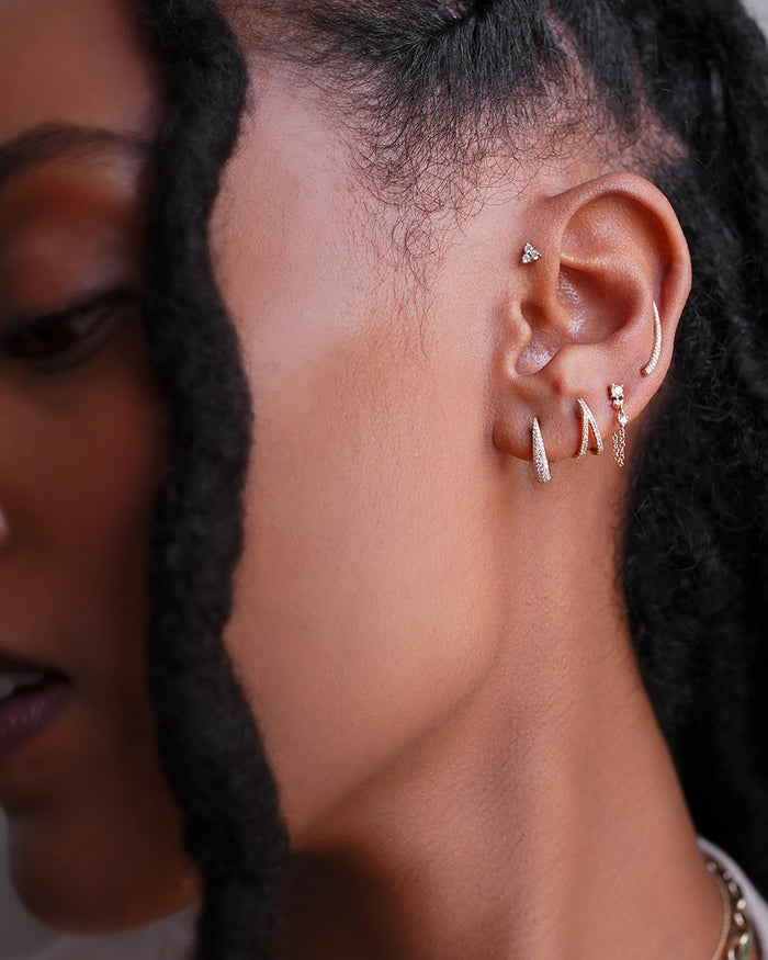 Arete trepador de diamantes en oro de 14K, foto 4