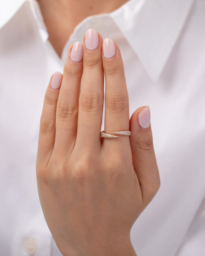 14K Gold Pave Diamond Spike Claw Ring, photo 8