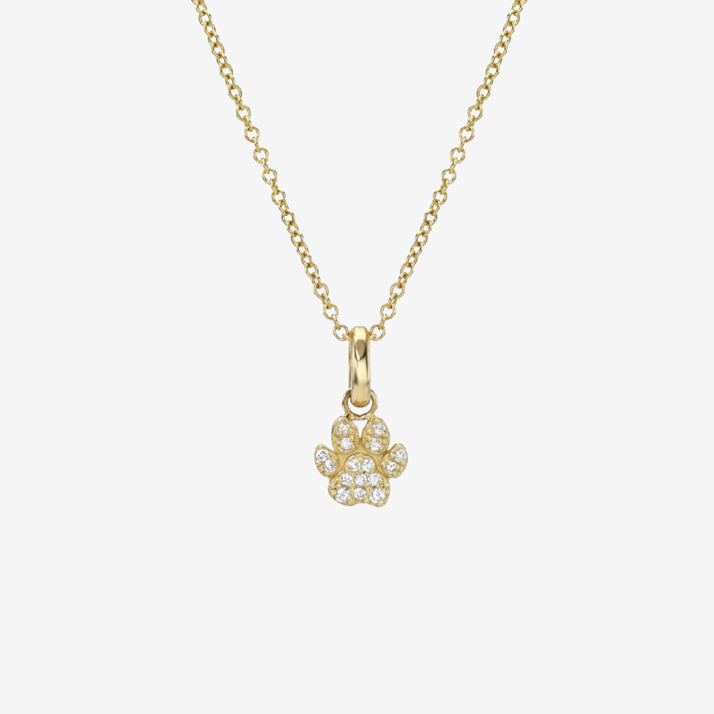 14K Gold Pave Diamond Paw Necklace, photo 1