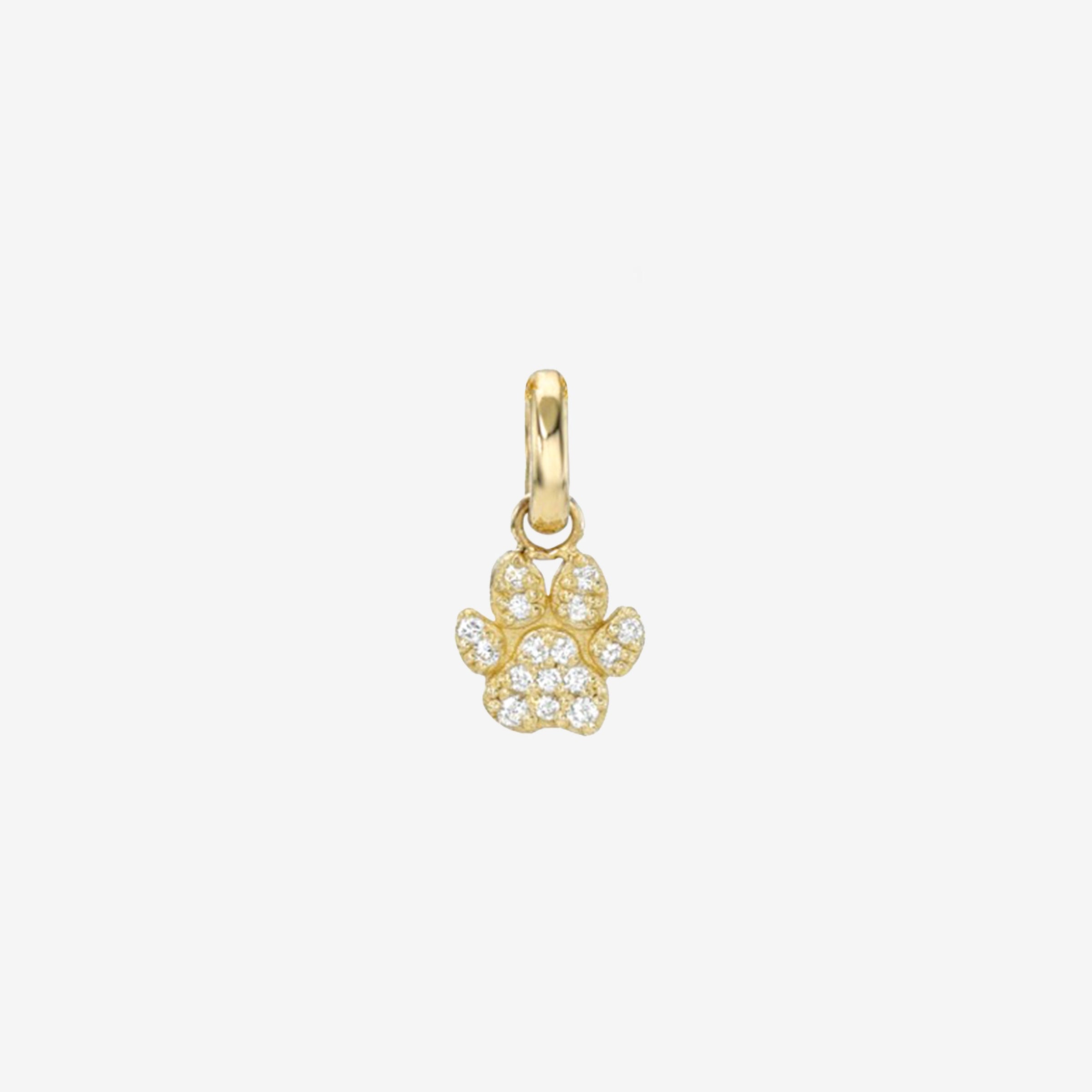 14K Gold Pave Diamond Paw Pendant, photo 1