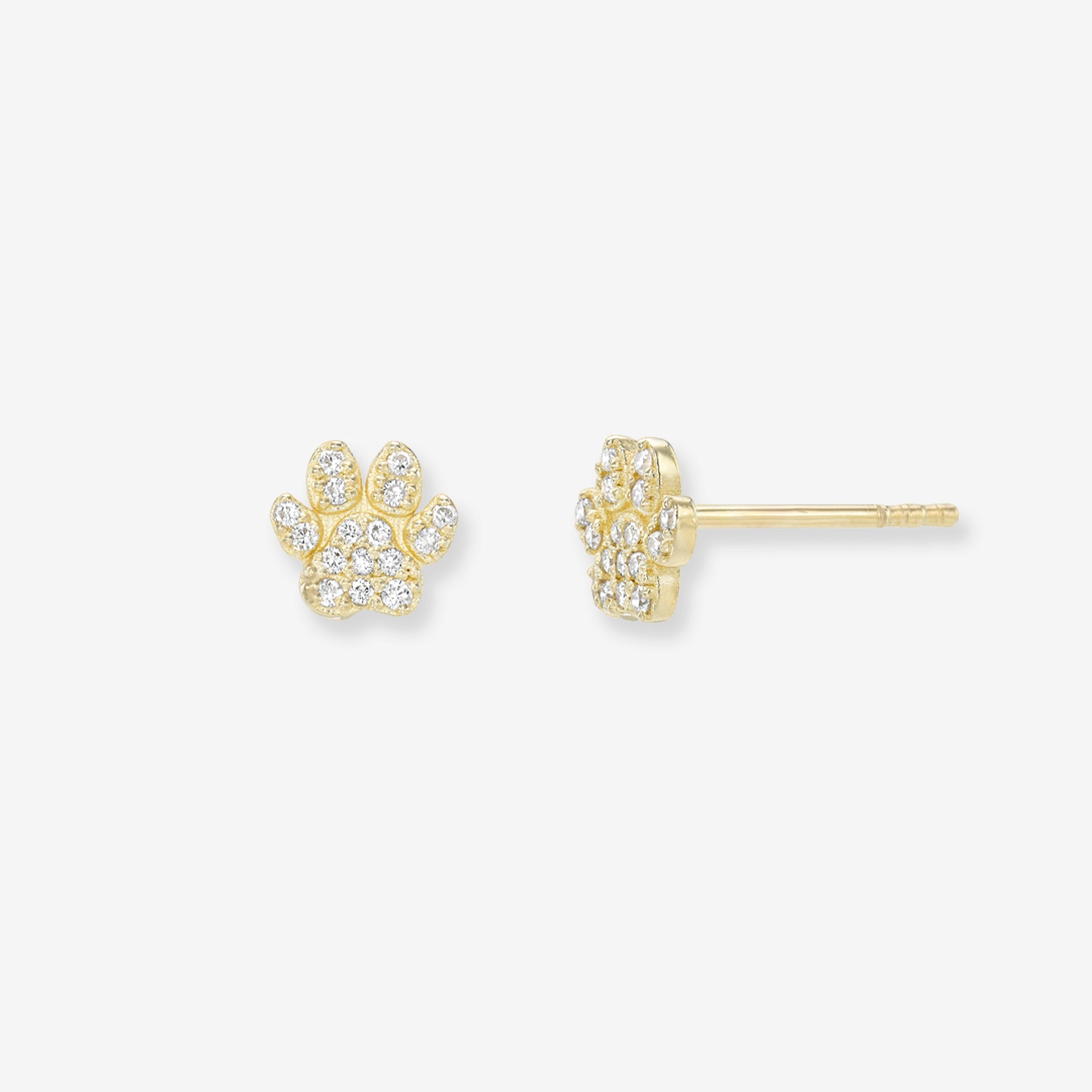 14K Gold Diamond Paw Stud Earring, photo 1