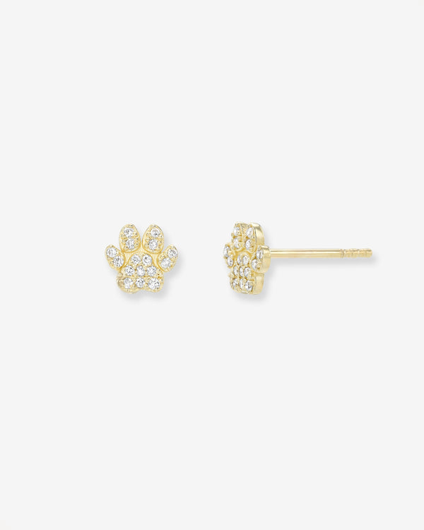 Arete de botón de huella con diamantes en oro de 14K, foto 1