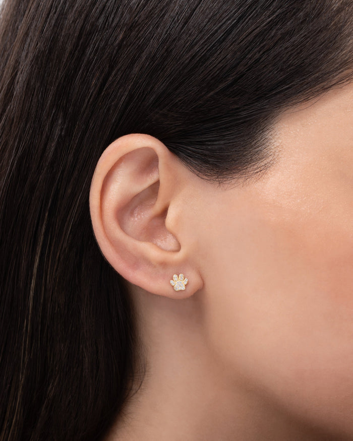 14K Gold Diamond Paw Stud Earring, photo 5