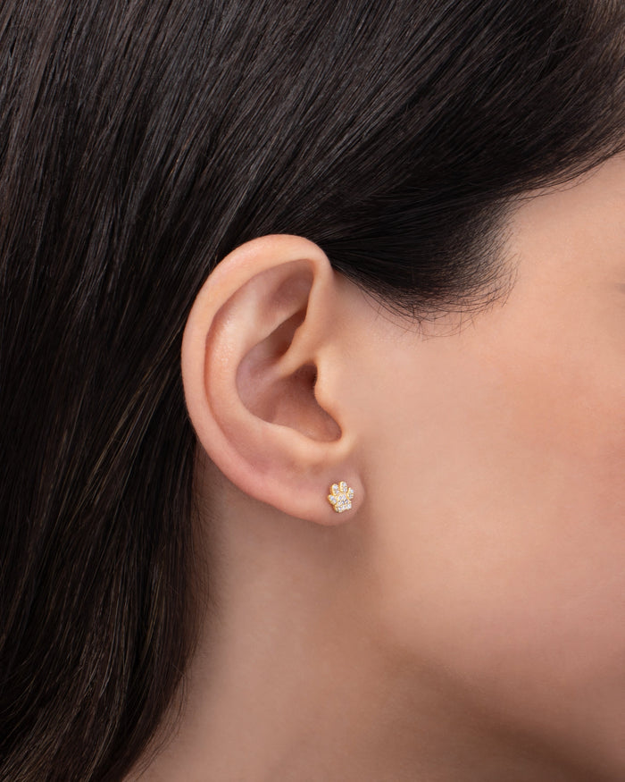 14K Gold Diamond Paw Stud Earring, photo 3