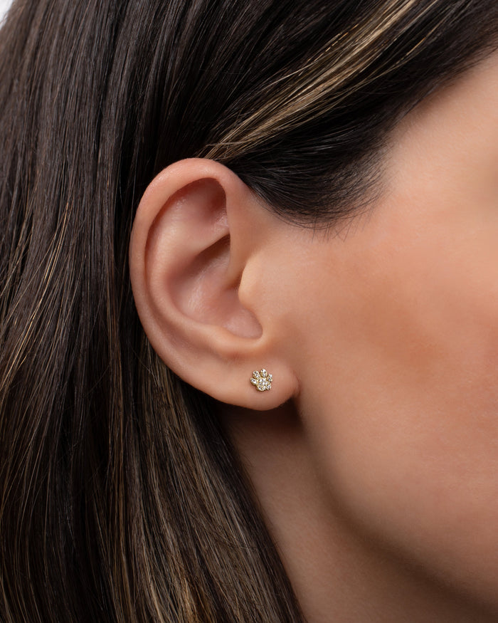 14K Gold Diamond Paw Stud Earring, photo 2