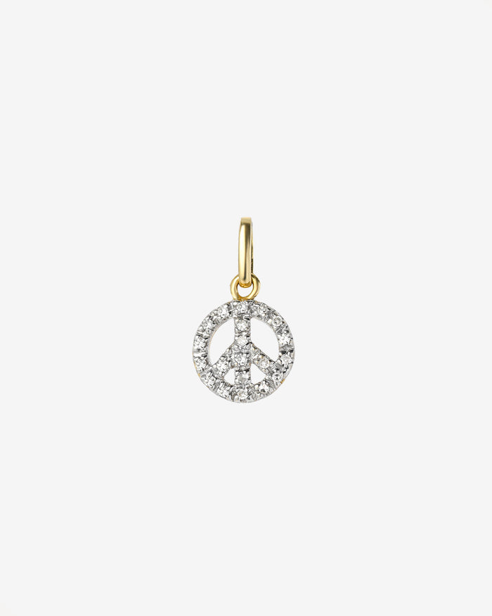 Dije de símbolo de la paz de diamantes en oro de 14K, foto 1
