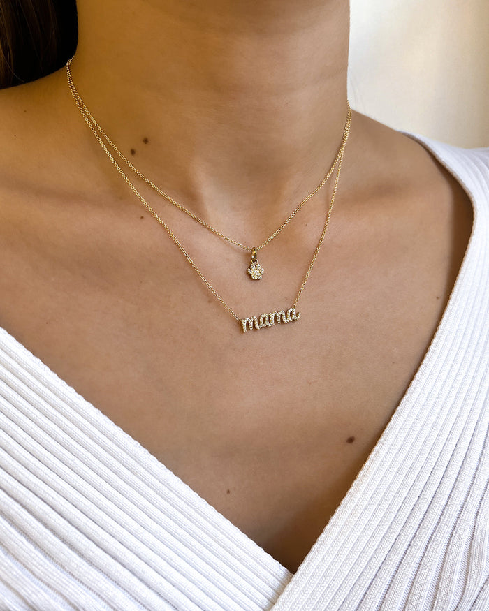 14K Gold Pave Diamond Paw Pendant, photo 2