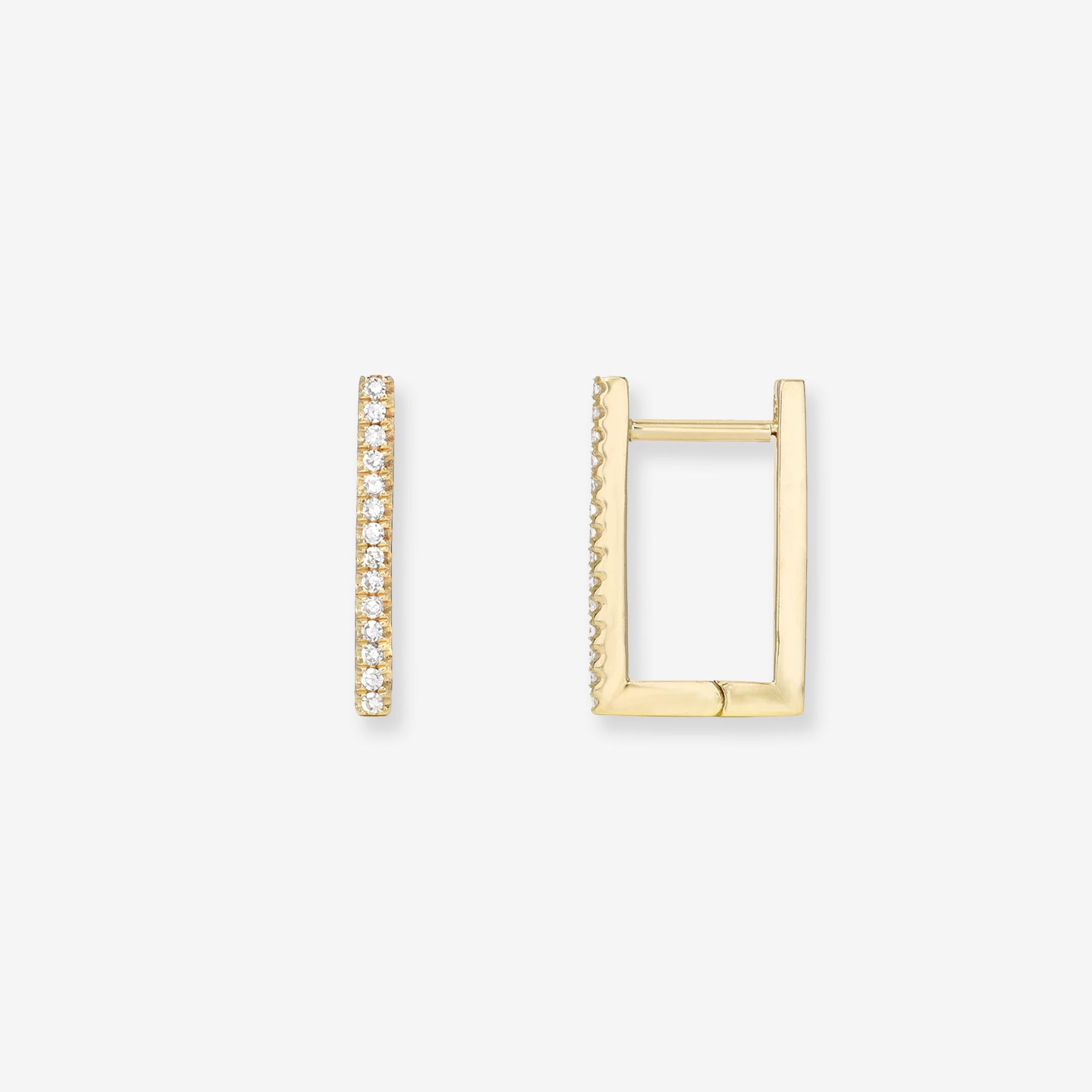 Diamond Rectangle Huggie Earrings, photo 1