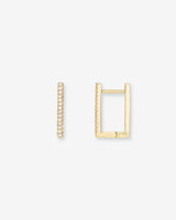 Diamond Rectangle Huggie Earrings