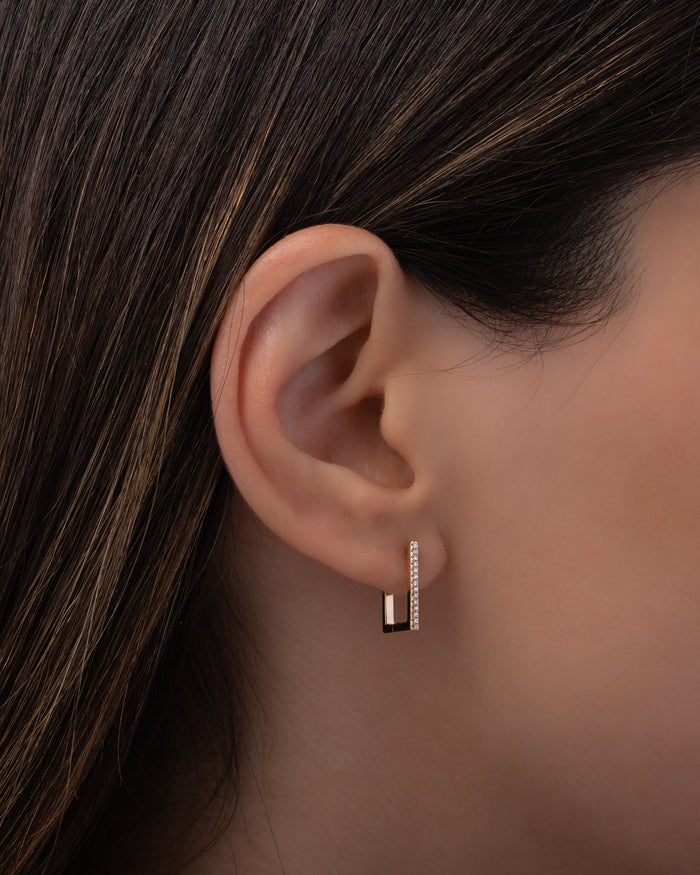 Diamond Rectangle Huggie Earrings, photo 2