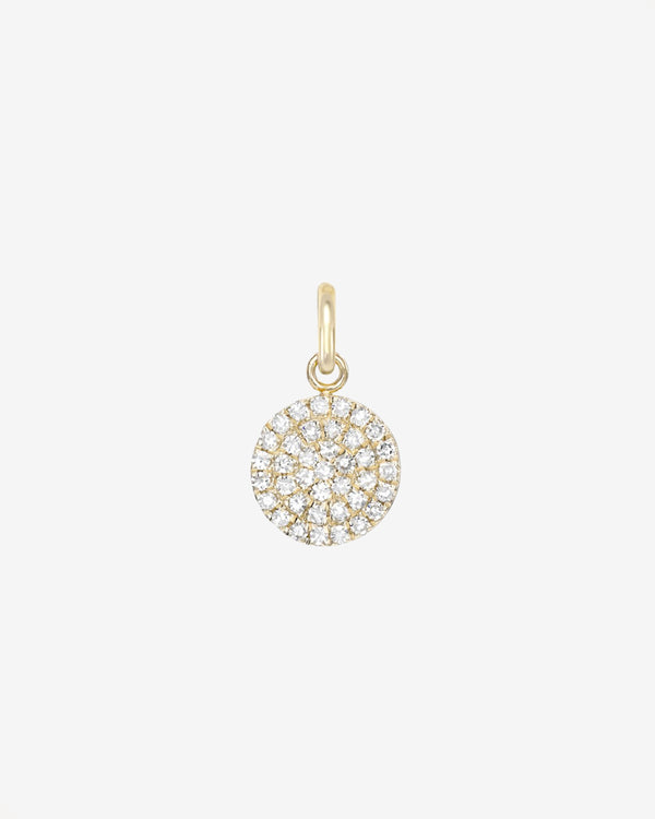 14K Gold Pave Diamond Small Disc Pendant, photo 1