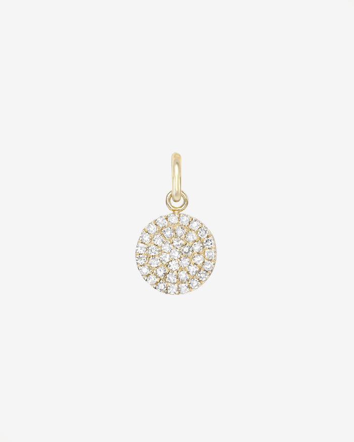 Dije de disco pequeño de diamantes en pavé en oro de 14K, foto 1