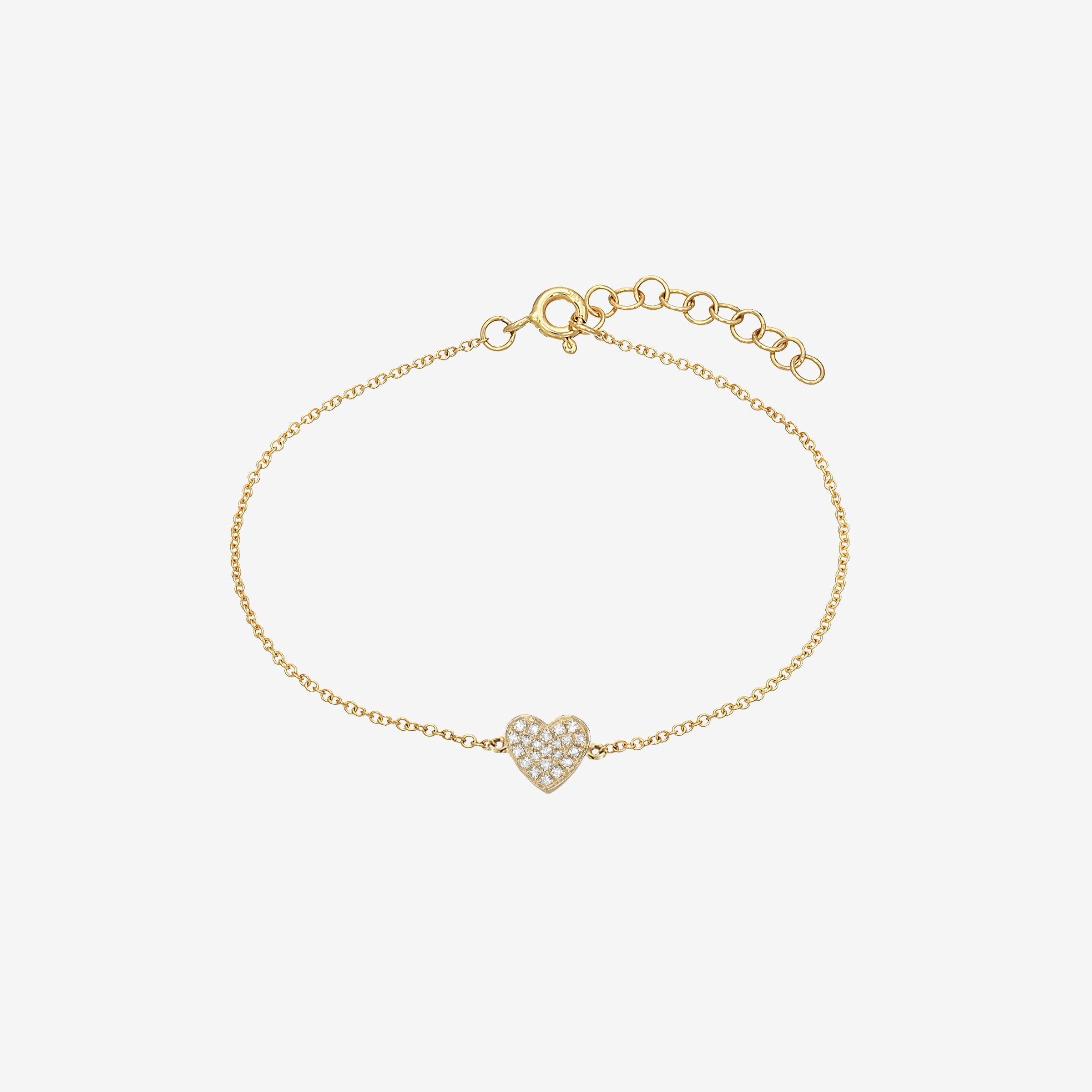 Pulsera de corazón de diamantes pavé en oro de 14K, foto 1
