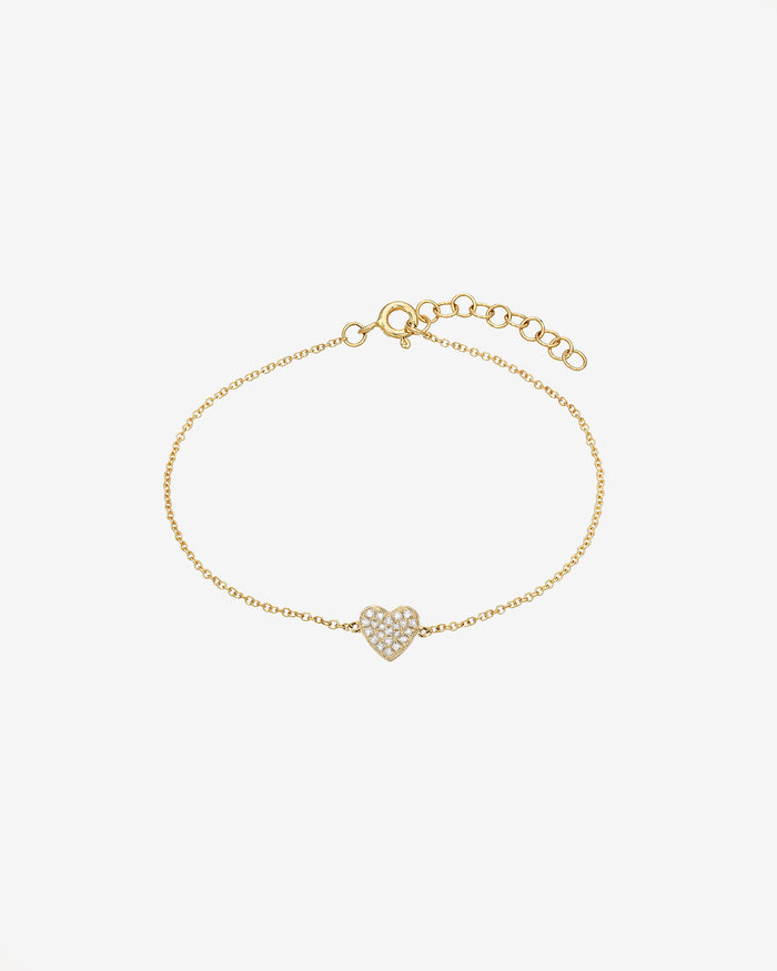 Pulsera de corazón de diamantes pavé en oro de 14K, foto 1