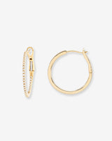 Aretes de aro pequeños con diamantes en oro de 14K