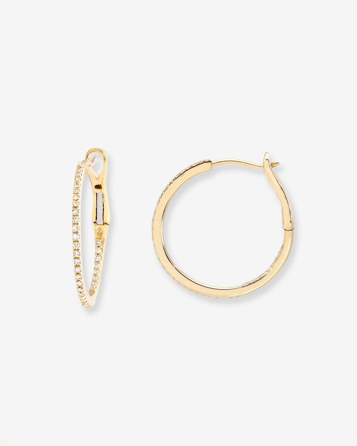 Aretes de aro pequeños con diamantes en oro de 14K, foto 1