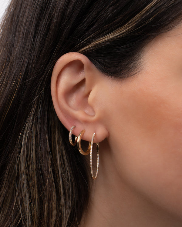 Aretes de aro pequeños con diamantes en oro de 14K, foto 2