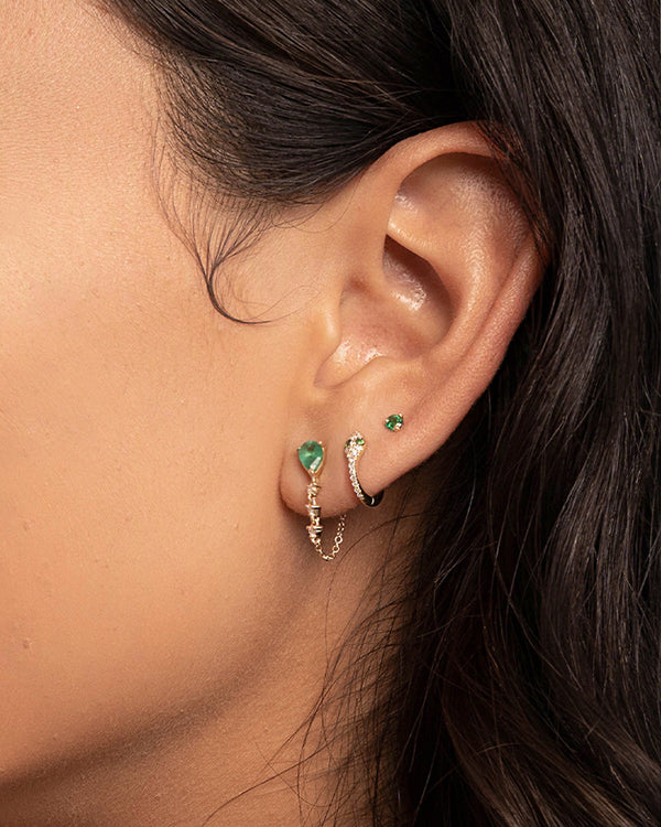 Aretes de aro huggie serpiente de diamantes en oro de 14K, foto 2