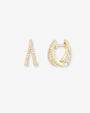 Aretes de aro huggie divididos con diamantes pavé en oro de 14K, foto 1