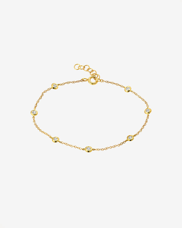 Tobillera de estaciones con diamantes en bisel en oro de 14K, foto 1