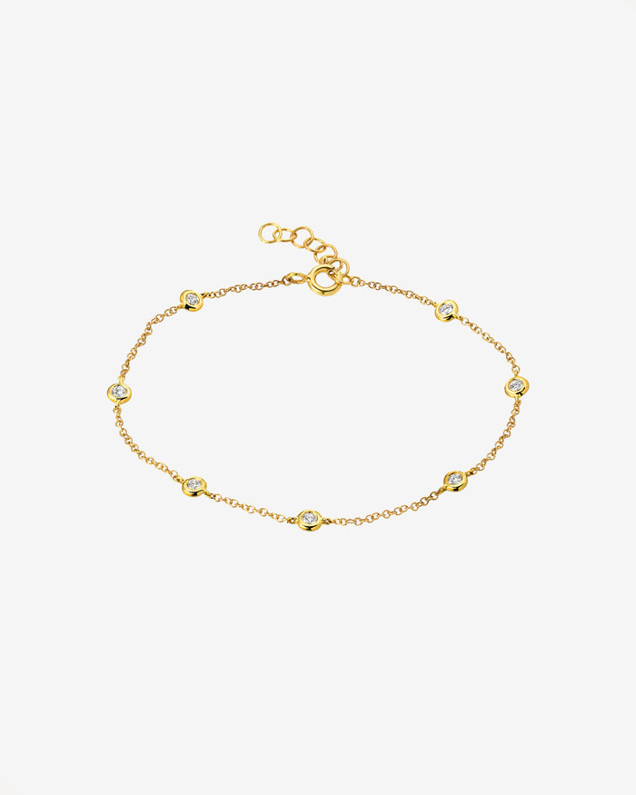 14K Gold Bezel Diamond Station Anklet, photo 1