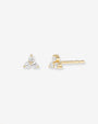 Aretes de botón trío de diamantes en oro de 14K, foto 1