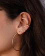 Aretes de botón trío de diamantes en oro de 14K, foto 7
