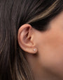 Aretes de botón trío de diamantes en oro de 14K, foto 5