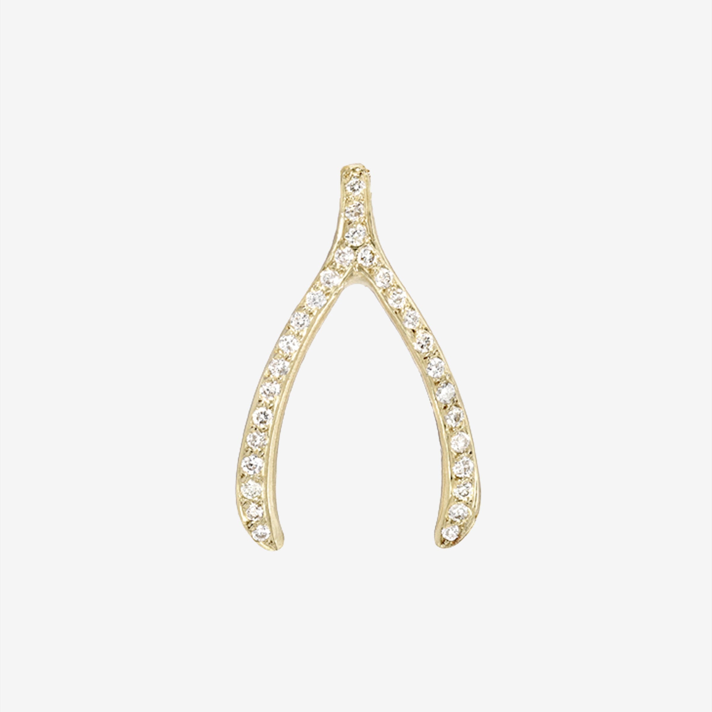 Dije de hueso de la suerte con diamantes en oro de 14K, foto 1