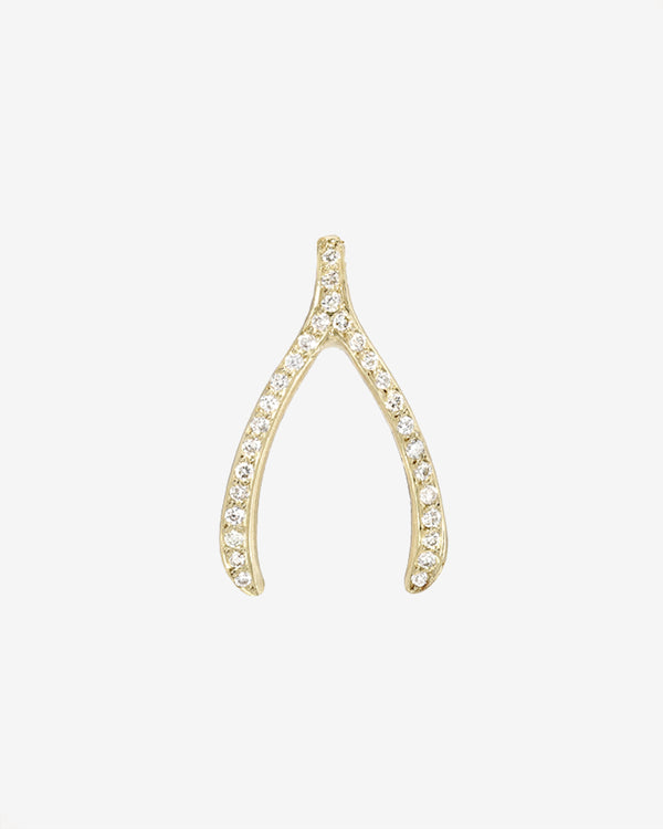 Dije de hueso de la suerte con diamantes en oro de 14K, foto 1