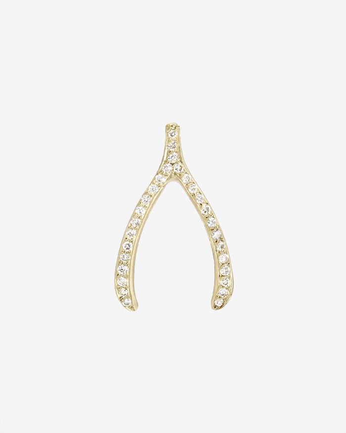 Dije de hueso de la suerte con diamantes en oro de 14K, foto 1