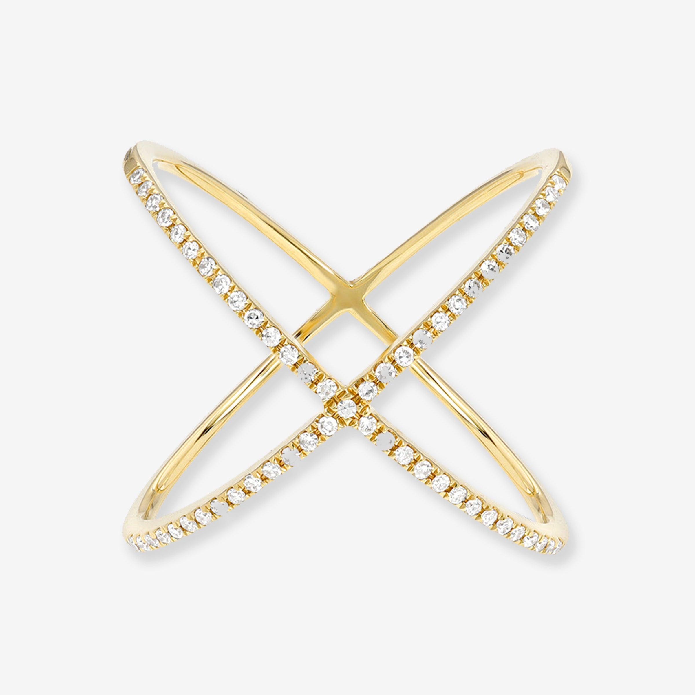 Anillo X de diamantes en oro de 14K, foto 1