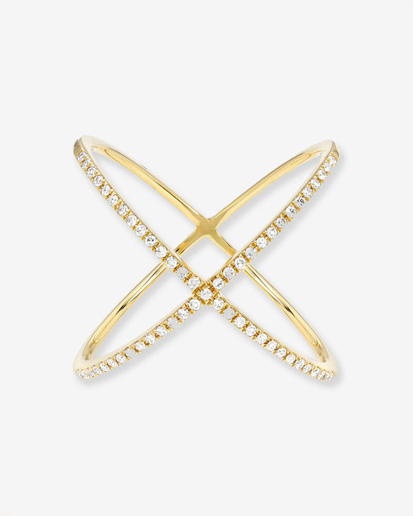 14K Gold Diamond X Ring, photo 1