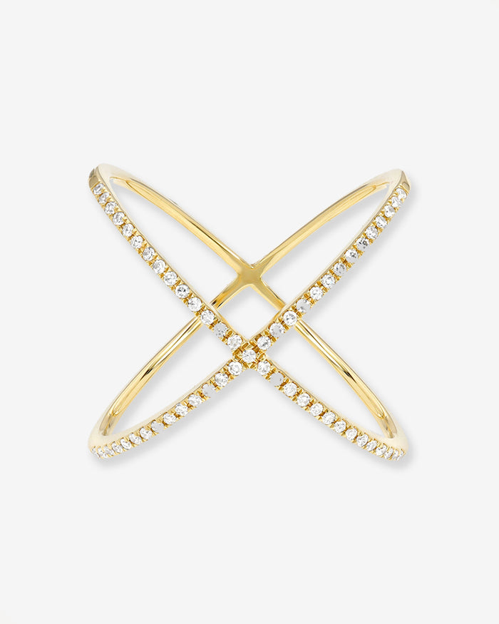 Anillo X de diamantes en oro de 14K, foto 1