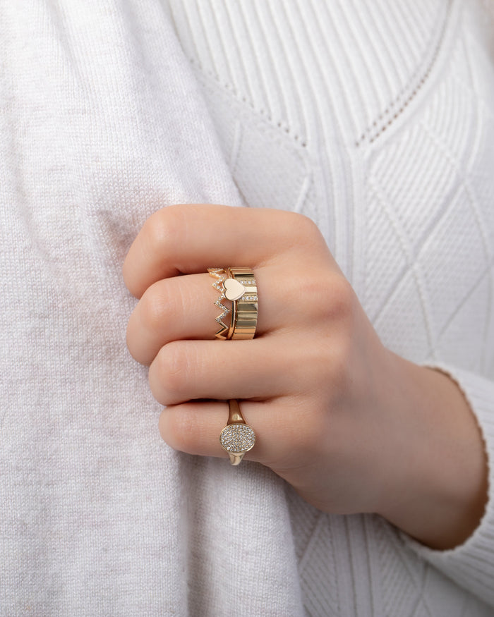 14K Gold Pave Diamond Signet Ring, photo 6